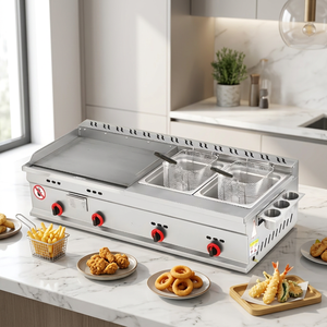 Plancha de Cocina Doble para Teppanyaki a Gas Modelo 73, Placa de Cocción Engrosada con Calentamiento Uniforme, Equipo Comercial para Puestos - Product Image 1