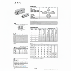 Modèle de cylindre à montage libre SMC Pneumatics CU10-5D - Product Image 1