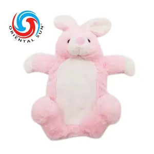 Cute Pink Rabbit Toy Rubber Hot Water Bottle With Faux Fur Cover Hand Warmer For Kids