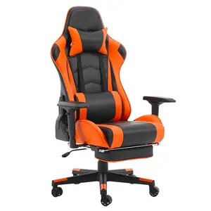 Orange PC 4D Armrest Racing Chaise Gamer Kursi Gaming Chair with Footrest