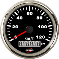 Velocímetro GPS Automático ECMS PMG3-WW-120KL con Carátula Blanca y Bisel Blanco de 85 mm, 0-120 km/h, para Barcos/Yates, Resistente al Agua IP67, 9-32 V