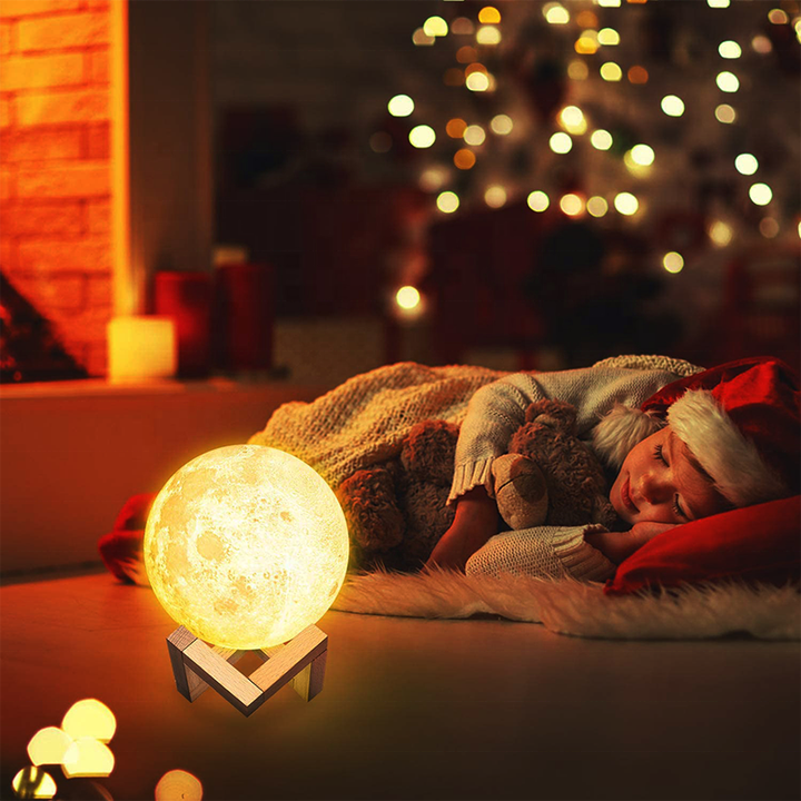 Lámpara de Luna 3D recargable, luz LED de 7 colores con Control remoto