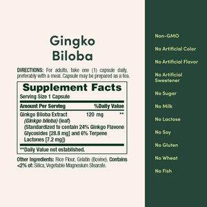 <span class=keywords><strong>Ginkgo</strong></span> <span class=keywords><strong>Biloba</strong></span> cho hỗ trợ sức khỏe chức năng não lưu thông chiết xuất bổ sung thảo mộc hữu cơ <span class=keywords><strong>Ginkgo</strong></span> <span class=keywords><strong>Biloba</strong></span> 120mg Viên nang - Product Image 4