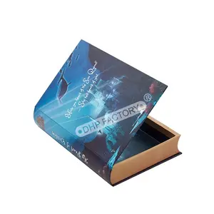 Custom Printed Logo Rigid Cardboard Handmade Magnetic Gift Packaging Book Shaped Box Decorative Hollow Book Boxes