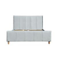 Lit plateforme double moderne en lin doux rembourré avec cadre en bois, taille personnalisable pour meubles de chambre à coucher