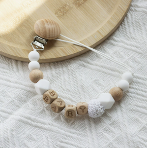 Clip para Chupón de Madera de Haya con Cuentas de Moda, Bola de Ganchillo de Silicona, Soporte para Chupón, Clips para Chupón Personalizados para Bebé, Regalo para Bebé - Product Image 2