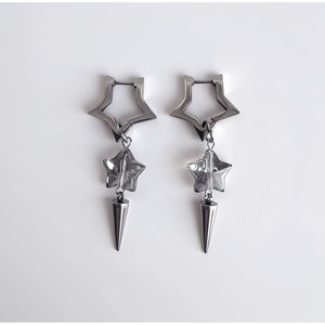 Boucles d'oreilles pendantes en acier inoxydable, étoile à cinq branches, bijoux unisexes tendance, collection Printemps 2025 - Product Image 3