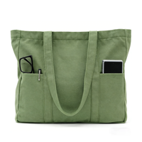 Nouveau sac fourre-tout en toile verte minimaliste, écologique et recyclée - Sac fourre-tout durable multi-poches pour ordinateur portable et usage quotidien