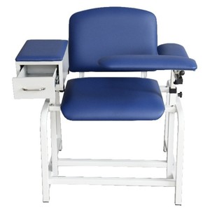Silla de donación de sangre con reposabrazos manual ajustable en altura y cajón para uso médico - Product Image 1
