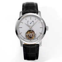 Montre de luxe pour homme, boîtier argenté, cadran guilloché, phase de lune, mécanique, réserve de marche, date, nouvelle collection 2026, étanche