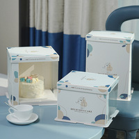 Scatole per dolci con finestra in cartone trasparente trasparente di lusso quadrato in plastica per imballaggio Pop in carta di cartone personalizzabile con manico