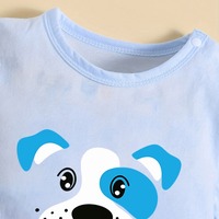 Romper Bayi Summer Infant Motif Kustom 100% Katun Biru Langit Lengan Pendek Kancing Tekan di Selangkangan