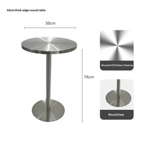 Table de bar et tabouret haut en acier inoxydable, style industriel moderne, pour usage commercial, idéal pour les bars et bistrots branchés.