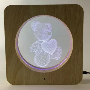 Ilusão 3d led para moldura de fotos, lâmpada para decoração do quarto, de madeira abs, controle por toque, moldura rgb