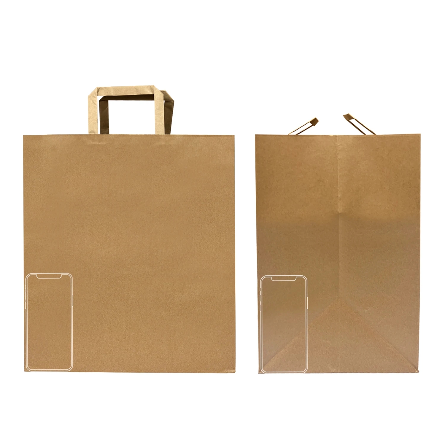 Kraft Paper Bags with Flat Handles 14x10<i></i>x15.75 inches