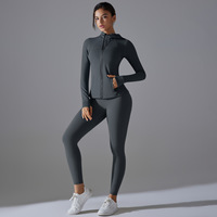 Nouvel ensemble de yoga à capuche avec fermeture éclair, vêtements de fitness haute performance, leggings rehausseurs de hanches, tenues de Pilates et de course à manches longues