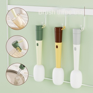 Plastic Microphone Cup Brush Three-in-One Cleaning Tool for Cup Lid Mouth Milk Bottle - Product Image 2