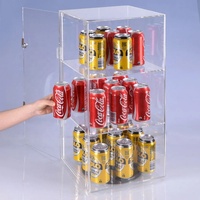 Acryl-Klarsicht-Vitrine mit 3 Ebenen und LED-Beleuchtung, wasserdichte und staubdichte Regale für Sammlerstücke im Einzelhandel