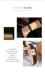 Reloj rectangular de oro rosa para mujer con números romanos, correa de cuero marrón, elegante reloj de pulsera de cuarzo - Product Image 5