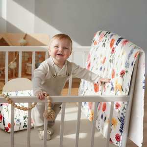 4 Piece Spring Wild Flower <b>Crib</b> Bedding Set Including Spring Wild Flower <b>Crib</b> Skirt Blanket <b>Sheet</b> and Diaper Stacker - Product Image 3