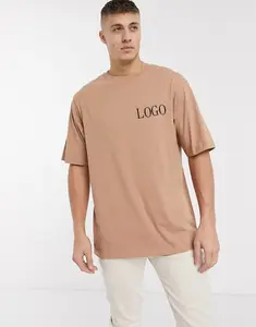 Camiseta 100% de algodón con mangas caídas, ropa de cuello redondo oversize, superlarga, personalizada, nuevo estilo