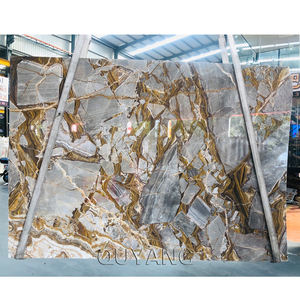 Quyang Moderne Luxe Ontwerp Romeinse Indruk Marmer Onyx Big Slab Muur Vloertegels Natuursteen Keuken Aanrecht - Product Image 4