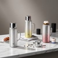 Set Hadiah Bisnis Modern Berkualitas Tinggi 27oz, Botol Air Titanium, Mug Perjalanan, Tumbler Vakum, Kompartemen Teh Terisolasi, Dilengkapi Pegangan