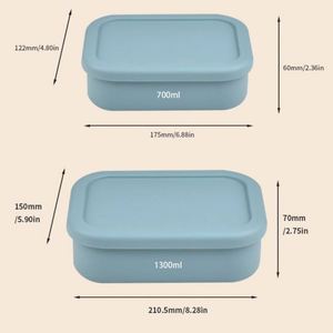 Custom 700ml 1300ml Eco Friendly Bpa Free Food Grade Compartment Food Storage Container Snack Lunchbox Silicone Bento <b>Lunch</b> <b>Box</b> - Product Image 2
