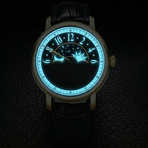 นาฬิกาข้อมือปรับแต่งได้พร้อมไฟแสดงเวลาแบบกลางวันและกลางคืน  หน้าปัดลายกูโยเช่สีดำ  กระจกแซฟไฟร์  พร้อมสารเรืองแสง BGW9  รับผลิตแบบ OEM/ODM - Product Image 3