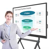 Écran plat interactif LCD 4K à double système tactile 40 points, tableau blanc intelligent 55-110 pouces, Android 14.0, caméra 48MP, 120Hz, 32 Go
