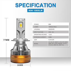 Ampoule de phare LED automobile NAOEVO super lumineuse 180 watts IP68 étanche pour modèles H4/H7/H11/H15 A4/A3/Matiz/X5 - Product Image 6