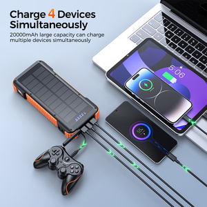 Cargador Solar Portátil <span class=keywords><strong>de</strong></span> 20000mAh con Cable Retráctil y Carga Inalámbrica para <span class=keywords><strong>Viajes</strong></span> al Aire Libre - Product Image 2