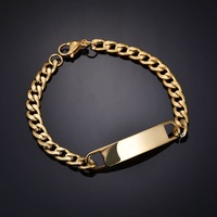 Bracelet d'identification personnalisé pour hommes et femmes, en titane et acier inoxydable, chaîne cubaine à maillons, gravure personnalisée, bracelet barre, jonc