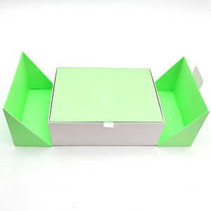 Offres Spéciales Double Ouvert Logo Plaque <span class=keywords><strong>Vert</strong></span> Ruban Couverture Chocolat Boîte Cadeau Taille Personnalisée Couleur Pliant Magnétique Éponge En Relief - Product Image 3