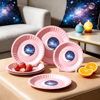 Assiette à gâteau en carton jetable et compostable de 10 pouces, assiettes à dessert personnalisées en carton CLASSIQUE pour fêtes et restauration rapide, dorées