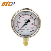 Manufacturer 2.5inch Glycerin Filled Pressure Gauge Manometer 0-16bar/230psi Stainless Steel Manometer