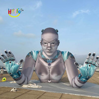 Tête de robot géante LED AI modèle décor de scène accessoires formes 3d gonflables