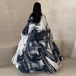 Donna stampa Abaya Cardigan sciarpa abito Abaya Dubai Eid Muslim Party Jalabiya Ramadan <span class=keywords><strong>marocco</strong></span> Kaftan Largo arabo abito lungo - Product Image 5