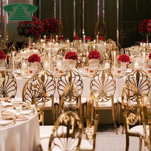 Modern Restaurant Upholstered Cushion Gold Metal Wedding Event <b>Chairs</b> - Product Image 2
