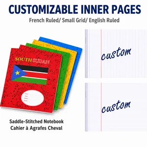 Cahier d'exercices scolaires personnalisé, agrafé, ligné anglais, emballage individuel, cahier de pratique pour étudiants, fabrication en usine - Product Image 2