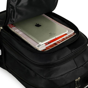 Men's Business <b>Backpack</b> Large Capacity <b>Laptop</b> Compartment Shoulder Straps Solid Color Black For Travel School <b>Work</b> - Product Image 5