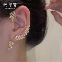 Kore tasarım elmas yaprak şekilli damızlık alaşım küpe kadınlar için