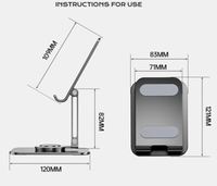 Support de téléphone et tablette pliable en métal anti-vibration, rotatif à 360°, réglable, pour bureau