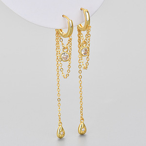 Boucles <span class=keywords><strong>d</strong></span>'oreilles manchette en forme de cœur avec pompon, style long, design indie, effet amincissant pour le visage, <span class=keywords><strong>bijoux</strong></span> tendance - Product Image 2