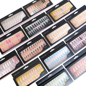 เล็บปลอมแบบกดติดลายอัลมอนด์ยาวพิเศษสีชมพูกลิตเตอร์ ดีไซน์แบบเต็มเล็บ ABS ยี่ห้อ Nailway จำนวน 24 ชิ้น - Product Image 3