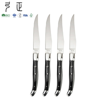 Couteaux à steak style Laguiole, lame droite, logo gravé sur mesure, ensemble de couteaux de table tranchants comme des rasoirs, manche en bois, couteaux de table pour restaurant