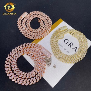 GRA-Zertifiziertes 3-Design 925 Silber Iced Out Feiner Hip-Hop-Schmuck Armband VVS Moissanit Diamant Miami Cuban Link Kette Halskette - Product Image 3