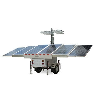 Système d'éclairage solaire LED hybride tout-en-un Eco avec batterie LiFePO4 DC, mât télescopique de 9 m, faible entretien, éclairage de chantier à distance - Product Image 1