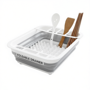 Escurridor plegable Myrva para fregadero de cocina, escurreplatos plegable con soporte para cubiertos para uso en encimera - Product Image 1