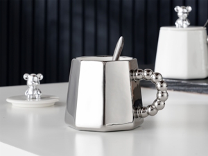 แก้วเซรามิคลายหมีน่ารักพร้อมส่ง แก้วกาแฟร้อน แก้วกาแฟพร้อมฝาและช้อน - Product Image 6